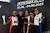 Das Siegerpodium von Rennen 1 der GT4 Trophy mit Markus Eichele, Tim Horrell und Ralf Glatzel (v.l.n.r.) Foto: Alex Trienitz