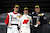 Die Podiumsplatzierten des letzten GT Sprint Rennens 2023: Markus Winkelhock auf P1, Finn Zulauf (links) auf P2 und Kenneth Heyer auf P3 - Foto: Alex Trienitz